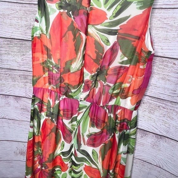 Eliza J Tropical Hawaiian Floral Maxi Chiffon Dress Size 6 - Picture 7 of 11